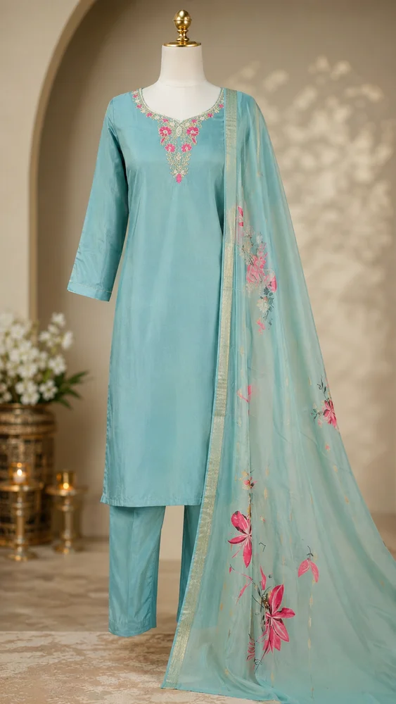 Teal Petal Premium Kurta Set